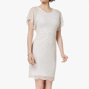 Adrianna Papell Women's Embellished Flutter-Sleeve Sheath Dress Size 18W NWT